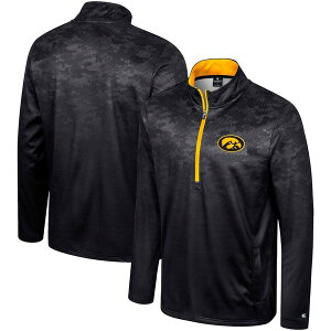 �R���V�A�� �����Y �A�E�^�[ �W���P�b�g�E�u���]�� Men's Colosseum Black Iowa Hawkeyes The Machine Half-Zip Jacket Black �u���b�N