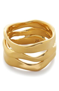 ���j�J���B�i�_�[ ���f�B�[�X �A�N�Z�T���[ �w�� Monica Vinader The Wave Triple Band Ring 18Ct Gold Vermeil �S�[���h