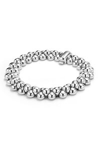 ���S�X ���f�B�[�X �A�N�Z�T���[ �u���X���b�g�E�o���O���E�A���N���b�g LAGOS Caviar Bubbly Three-Row Beaded Statement Bracelet Sterling Silver �V���o�[