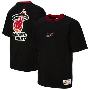 �~�b�`�F��&�l�X ���f�B�[�X �g�b�v�X T�V���c ���B���e�[�W ���S Unisex Mitchell & Ness Black Miami Heat Playmaker Vintage Logo T-Shirt Black �u���b�N