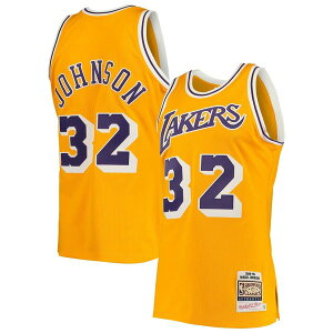 �~�b�`�F��&�l�X �����Y �g�b�v�X �V���c �W���[�W�[ Men's Mitchell & Ness Magic Johnson Gold Los Angeles Lakers 1984/85 Hardwood Classics Authentic Jersey Gold �S�[���h