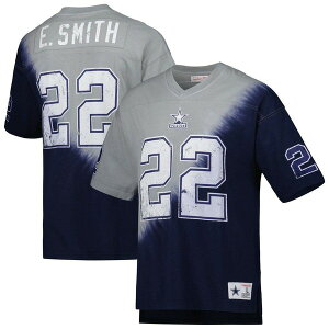 �~�b�`�F��&�l�X �����Y �g�b�v�X T�V���c V�l�b�N Men's Mitchell & Ness Emmitt Smith Navy/Gray Dallas Cowboys Retired Player Name & Number Diagonal Tie-Dye V-Neck T-Shirt Navy �l�C�r�[