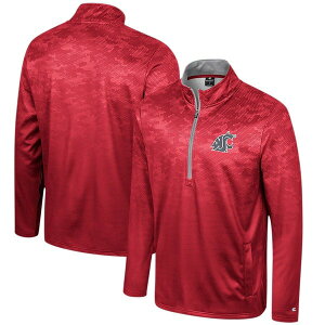 �R���V�A�� �����Y �A�E�^�[ �W���P�b�g�E�u���]�� Men's Colosseum Crimson Washington State Cougars The Machine Half-Zip Jacket Crimson �N�����]��