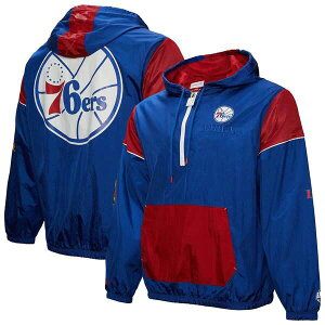 �~�b�`�F��&�l�X ���f�B�[�X �A�E�^�[ �W���P�b�g�E�u���]�� Unisex Mitchell & Ness Royal Philadelphia 76ers Hardwood Classics Team OG 3.0 Anorak Half-Zip Windbreaker Jacket Royal