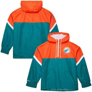 �~�b�`�F��&�l�X �����Y �A�E�^�[ �W���P�b�g�E�u���]�� ���B���e�[�W ���S Men's Mitchell & Ness Orange/Aqua Miami Dolphins Tie Breaker Vintage Logo Lightweight Anorak Half-Zip Windbreaker Orange �I�����W