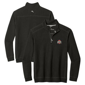 �g�b�~�[�o�n�} �����Y �A�E�^�[ �W���P�b�g�E�u���]�� Men's Tommy Bahama Black Ohio State Buckeyes Montego Bay Half-Zip Jacket Black �u���b�N
