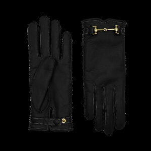 �A�j�F�� ���f�B�[�X �A�N�Z�T���[ ��� Agnelle Greco Lambskin Glove Lined in Cashmere with Equestrian Details Tnoir
