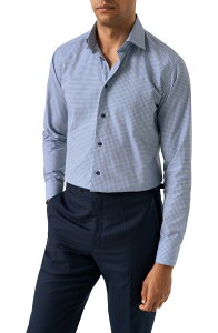 �G�g�� �����Y �g�b�v�X �V���c Eton Contemporary Fit Check Twill Button-Up Shirt Dark Blue �u���[