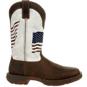 �h�D�����S �����Y �V���[�Y �u�[�c�E���C���u�[�c DURANGO Distressed Flag Embroidery Western Boot Bay Brown And White �z���C�g
