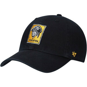�t�H�[�e�B�[�Z�u�� �����Y �A�N�Z�T���[ �X�q ���S Men's '47 Black Pittsburgh Pirates Logo Cooperstown Collection Clean Up Adjustable Hat Black �u���b�N