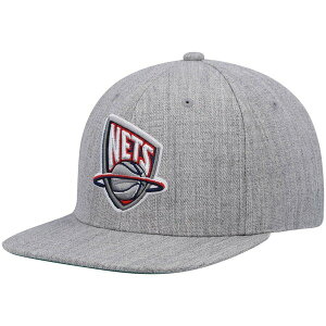 �~�b�`�F��&�l�X �����Y �A�N�Z�T���[ �X�q �W���[�W�[ Men's Mitchell & Ness Heathered Gray New Jersey Nets Hardwood Classics Team 2.0 Snapback Hat Heather Gray �O���[