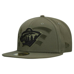 �j���[�G�� �����Y �A�N�Z�T���[ �X�q Men's New Era Olive Minnesota Wild Military Appreciation Flag 59FIFTY Fitted Hat Olive �I���[�u