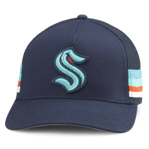 �A�����J���j�[�h�� �����Y �A�N�Z�T���[ �X�q Men's Americaneedle Deep Sea Blue Seattle Kraken HotFoot Stripes Trucker Adjustable Hat Navy �l�C�r�[