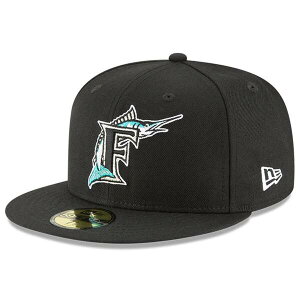 �j���[�G�� �����Y �A�N�Z�T���[ �X�q �E�[�� Men's New Era Black Florida Marlins Cooperstown Collection Wool 59FIFTY Fitted Hat Black �u���b�N
