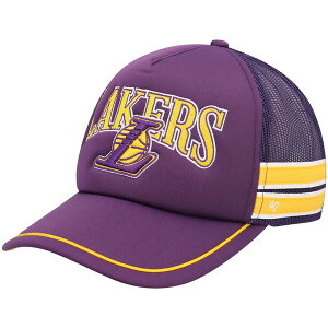 �t�H�[�e�B�[�Z�u�� �����Y �A�N�Z�T���[ �X�q Men's '47 Purple Los Angeles Lakersidebrand Stripes Trucker Adjustable Hat Purple �p�[�v��