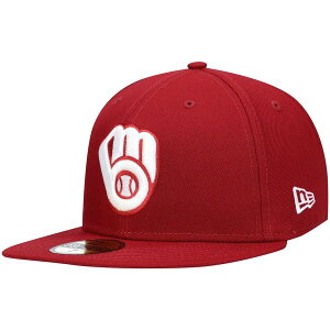 �j���[�G�� �����Y �A�N�Z�T���[ �X�q ���S Men's New Era Cardinal Milwaukee Brewers White Logo 59FIFTY Fitted Hat Cardinal �z���C�g