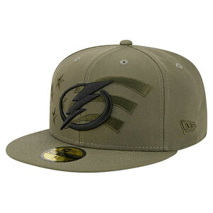 �j���[�G�� �����Y �A�N�Z�T���[ �X�q Men's New Era Olive Tampa Bay Lightning Military Appreciation Flag 59FIFTY Fitted Hat Olive �I���[�u