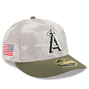 �j���[�G�� �����Y �A�N�Z�T���[ �X�q Men's New Era Light Beige/Olive Los Angeles Angels 2025 Armed Forces Day Low Profile 59FIFTY Fitted Hat Light Beige �x�[�W��