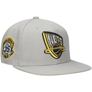 �~�b�`�F��&�l�X �����Y �A�N�Z�T���[ �X�q �W���[�W�[ Men's Mitchell & Ness Gray New Jersey Nets Hardwood Classics 35th Anniversary Sunny Gray Fitted Hat Gray �O���[