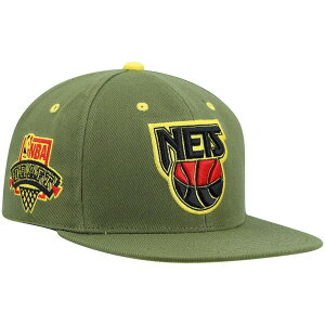 �~�b�`�F��&�l�X �����Y �A�N�Z�T���[ �X�q �W���[�W�[ Men's Mitchell & Ness x Lids Olive New Jersey Nets Dusty NBA Draft Hardwood Classics Fitted Hat Olive �I���[�u