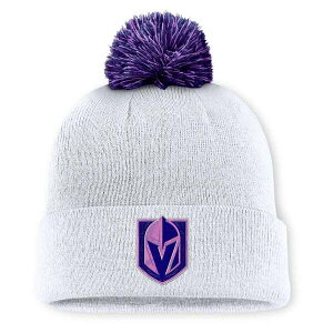 �t�@�i�e�B�N�X �����Y �A�N�Z�T���[ �X�q �j�b�g Men's Fanatics White Vegas Golden Knights Authentic Pro Hockey Fights Cancer Cuffed Knit Hat with Pom White �z���C�g