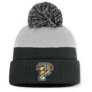 �t�@�i�e�B�N�X �����Y �A�N�Z�T���[ �X�q �j�b�g Men's Fanatics Black/Gray Pittsburgh Penguins Authentic Pro Home Ice Cuffed Knit Hat with Pom Black �u���b�N