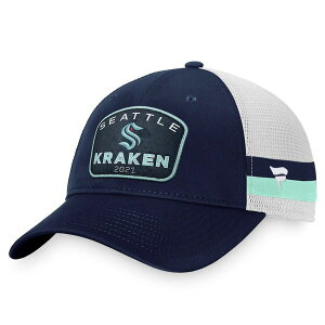 �t�@�i�e�B�N�X �����Y �A�N�Z�T���[ �X�q Men's Fanatics Brandedeep Sea Blue/White Seattle Kraken Fundamental Striped Trucker Adjustable Hat Navy �l�C�r�[