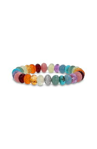 �V�F�������G ���f�B�[�X �A�N�Z�T���[ �u���X���b�g�E�o���O���E�A���N���b�g Sherylowe Rainbow Mix 10MM Bead Bracelet With Diamondonut Rainbox Mix / Sterling Silver �V���o�[