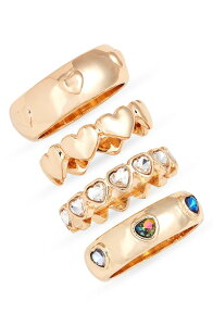 �I�[�v���G�f�B�b�g ���f�B�[�X �A�N�Z�T���[ �w�� Open Edit Set of 4 Heart Rings Rainbow- Gold �S�[���h