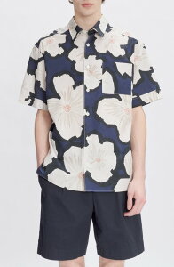 �A�[�y�[�Z�[ �����Y �g�b�v�X �V���c �t�����[�� �t�����[ A.P.C. Ross Floral Short Sleeve Button-Up Shirt Iak Dark Navy �l�C�r�[