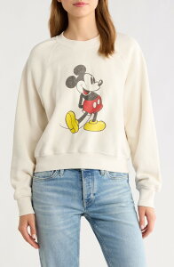 ���_�� ���f�B�[�X �A�E�^�[ �p�[�J�[�E�X�E�F�b�g �V���c �R�b�g�� �O���t�B�b�N Re/Done x Mickey Mouse Cotton Graphic Sweatshirt Vintage White �z���C�g