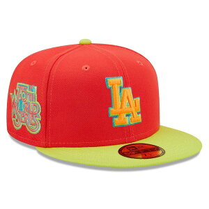 �j���[�G�� �����Y �A�N�Z�T���[ �X�q Men's New Era Red/Neon Green Los Angeles Dodgers 1978 World Series Lava Highlighter Combo 59FIFTY Fitted Hat Red ���b�h