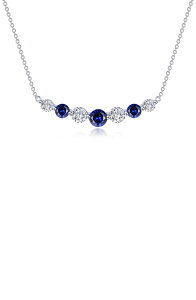���t�H�� ���f�B�[�X �A�N�Z�T���[ �l�b�N���X�E�`���[�J�[ ���[�X Lafonn Symbols of Joy Lab Created Sapphire & Simulatediamond Bar Pendant Necklace Blue �u���[