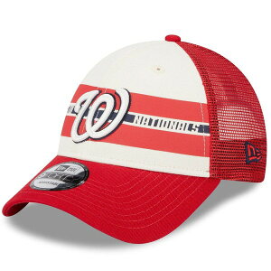 �j���[�G�� �����Y �A�N�Z�T���[ �X�q Men's New Era White/Red Washingtonationals Team Stripe Trucker 9FORTY Snapback Hat White �z���C�g