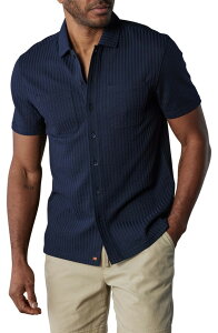 �m�[�}���u�����h �����Y �g�b�v�X �V���c �j�b�g The Normal Brand Getaway Short Sleeve Knit Button-Up Shirt Navy �l�C�r�[