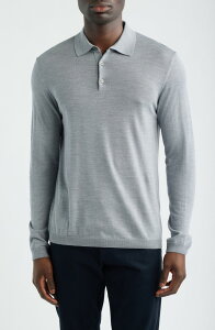 �W���b�N�r�N�^�[ �����Y �g�b�v�X �|���V���c �E�[�� �Z�[�^�[ �V���N Jack Victor Long Sleeve Wool & Silk Polo Sweater Light Grey �O���[