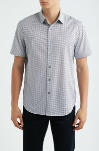 �u�K�b�` �����Y �g�b�v�X �V���c �v�����g �R�b�g�� Bugatchi Miles OoohCottoneat Dot Print Short Sleeve Button-Up Shirt Platinum