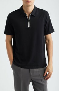 �u�K�b�` �����Y �g�b�v�X �|���V���c �n�[�t�W�b�v Bugatchi Quarter Zipolo Black �u���b�N