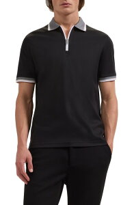 �u�K�b�` �����Y �g�b�v�X �|���V���c �n�[�t�W�b�v Bugatchi Quarter Zipolo Black �u���b�N