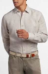 �f�C�r�b�h�h�i�q���[ �����Y �g�b�v�X �V���c ���l�� Davidonahue Linen Check Sport Shirt White/ Dune �z���C�g