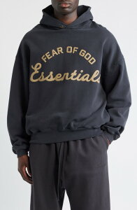 �t�B�A�I�u�S�b�h �����Y �A�E�^�[ �p�[�J�[�E�X�E�F�b�g ���S Fear of God Essentials '90s Fitraining Logo Hoodie Faded Black �u���b�N