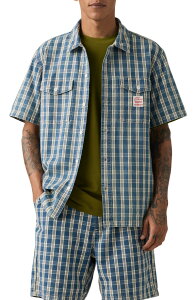 ���[�o�C�X �����Y �g�b�v�X �V���c Levi's Worker Oversize Check Short Sleeve Button-Up Shirt Summer Check Shirt �`�F�b�N