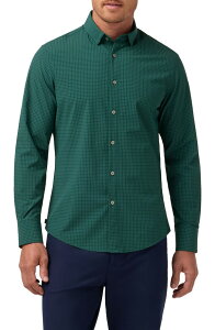 �~�Y�����C�� �����Y �g�b�v�X �V���c Mizzen+Main Leeward Trim Fit Dark Green Check No Tuck Stretch Button-Up Shirt Dark Sea Noah Tattersall �O���[��