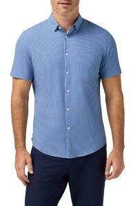 �~�Y�����C�� �����Y �g�b�v�X �V���c Mizzen+Main Leeward Trim Fit Short Sleeve Performance Button-Up Shirt Cloud Blue Tonal Circle Print �u���[