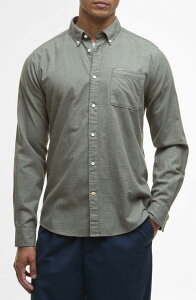�o�u�A�[ �����Y �g�b�v�X �V���c �~�j �R�b�g�� �_�E�� Barbour Huntly Mini Houndstooth Check Cotton Button-Down Shirt Olive �I���[�u