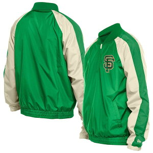�j���[�G�� �����Y �A�E�^�[ �W���P�b�g�E�u���]�� Men's New Era Kelly Green San Francisco Giantst. Patrick's Day Ripstop Raglan Quarter-Zip Windbreaker Kelly Green �O���[��