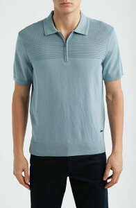 �u�K�b�` �����Y �g�b�v�X �|���V���c �n�[�t�W�b�v �Z�[�^�[ �R�b�g�� Bugatchi Quarter Zip Cotton Blend Polo Sweater Shark
