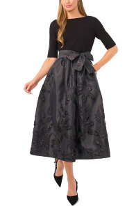 �e�b�h�x�[�J�[ ���f�B�[�X �g�b�v�X �����s�[�X �t�����[�� �~�f�B �g�[�� �t�����[ Ted Baker Jesse Metallic Floral Mixed Media Midi Dress Rich Black �u���b�N