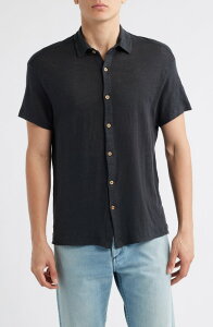 �A���b�N�X�N���[�� �����Y �g�b�v�X �V���c �j�b�g ���l�� ALEX CRANE Ola Linen Knit Short Sleeve Button-Up Night