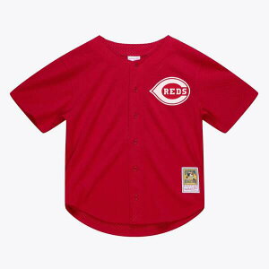 �~�b�`�F��&�l�X �����Y �g�b�v�X �V���c ���b�V�� �W���[�W�[ Men's Mitchell & Ness Deion Sanders Red Cincinnati Reds Cooperstown Mesh Batting Practice Button-Up Jersey Red ���b�h
